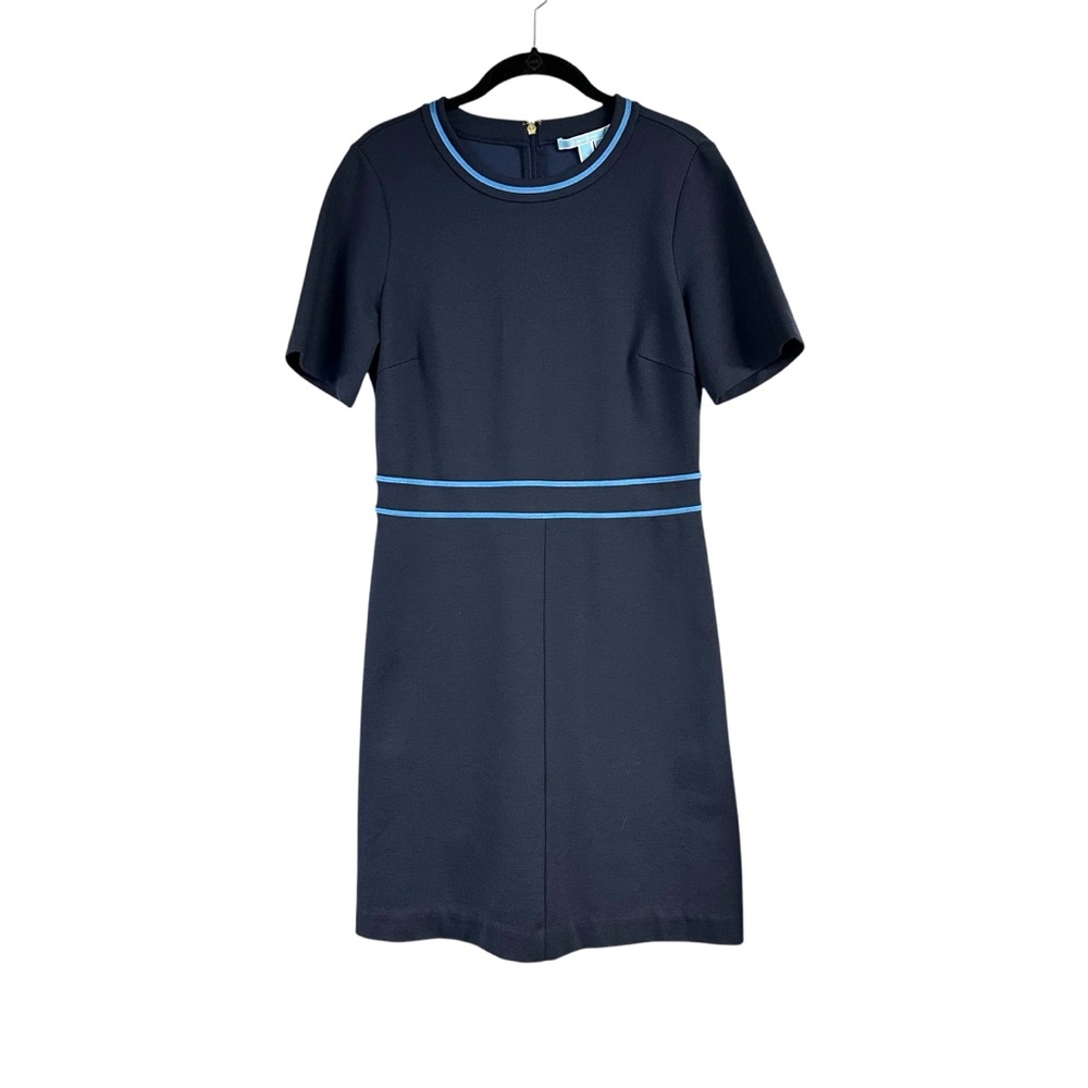 Draper James Navy Blue Sheath Dress Office Work Knee Length Short Sleeve Fall